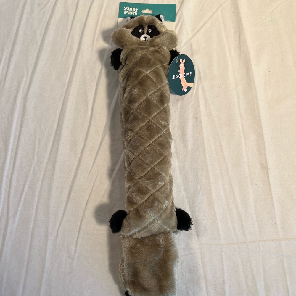 Dog Toy ZippyPaws Raccoon Jigglerz Squeaky Tough Stuffing with Crinkle Head Dog